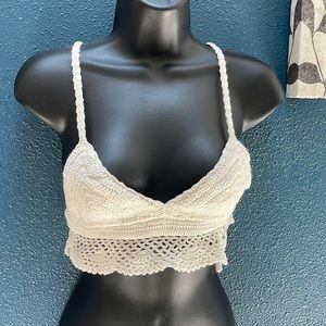 Crocheted off-white crop tank from American Eagle